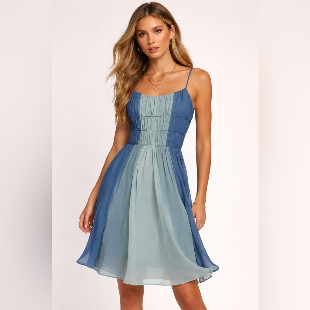 Betsey Johnson Blue and Light Blue Midi Dress